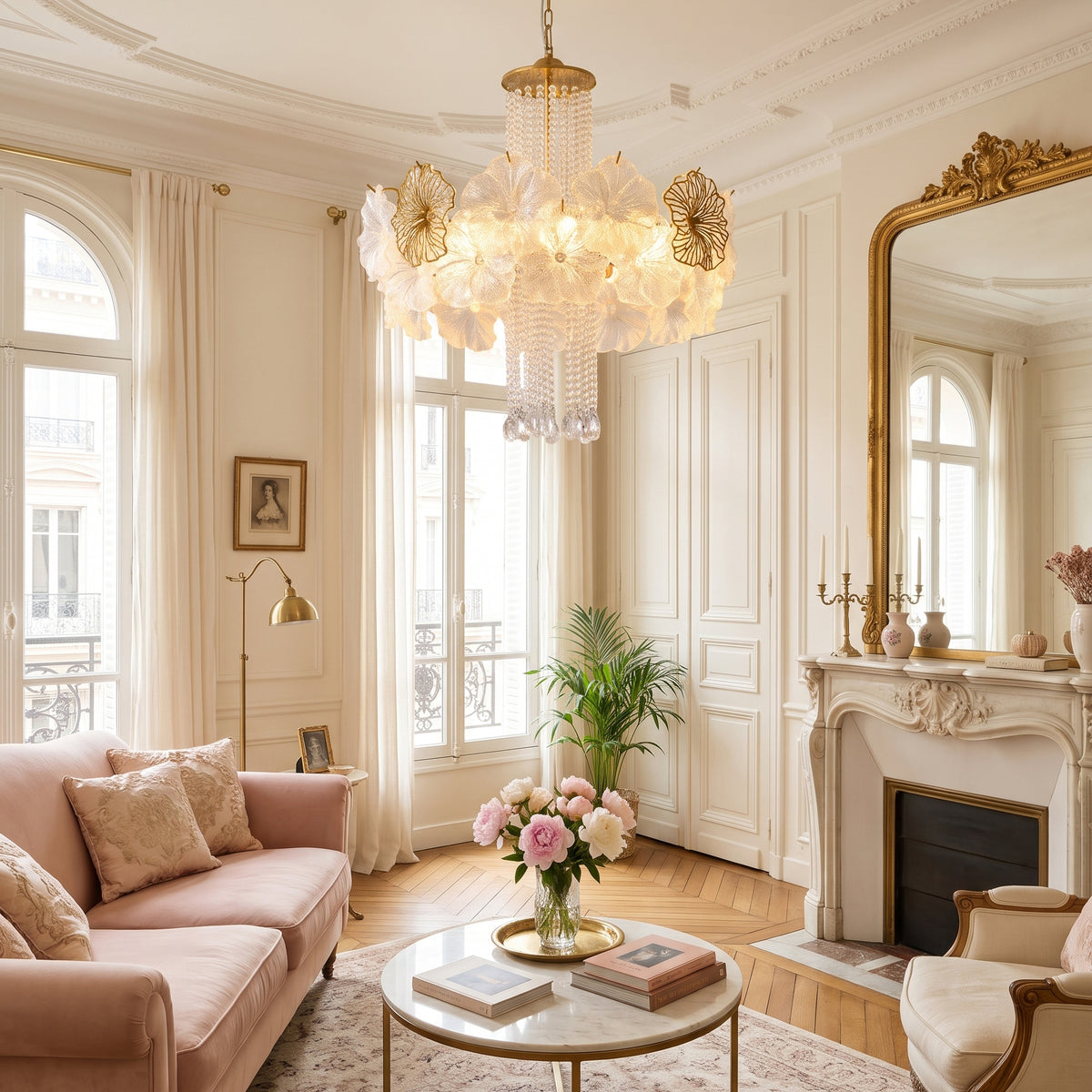 Adelaide Fluted Petal Chandelier in a room setting