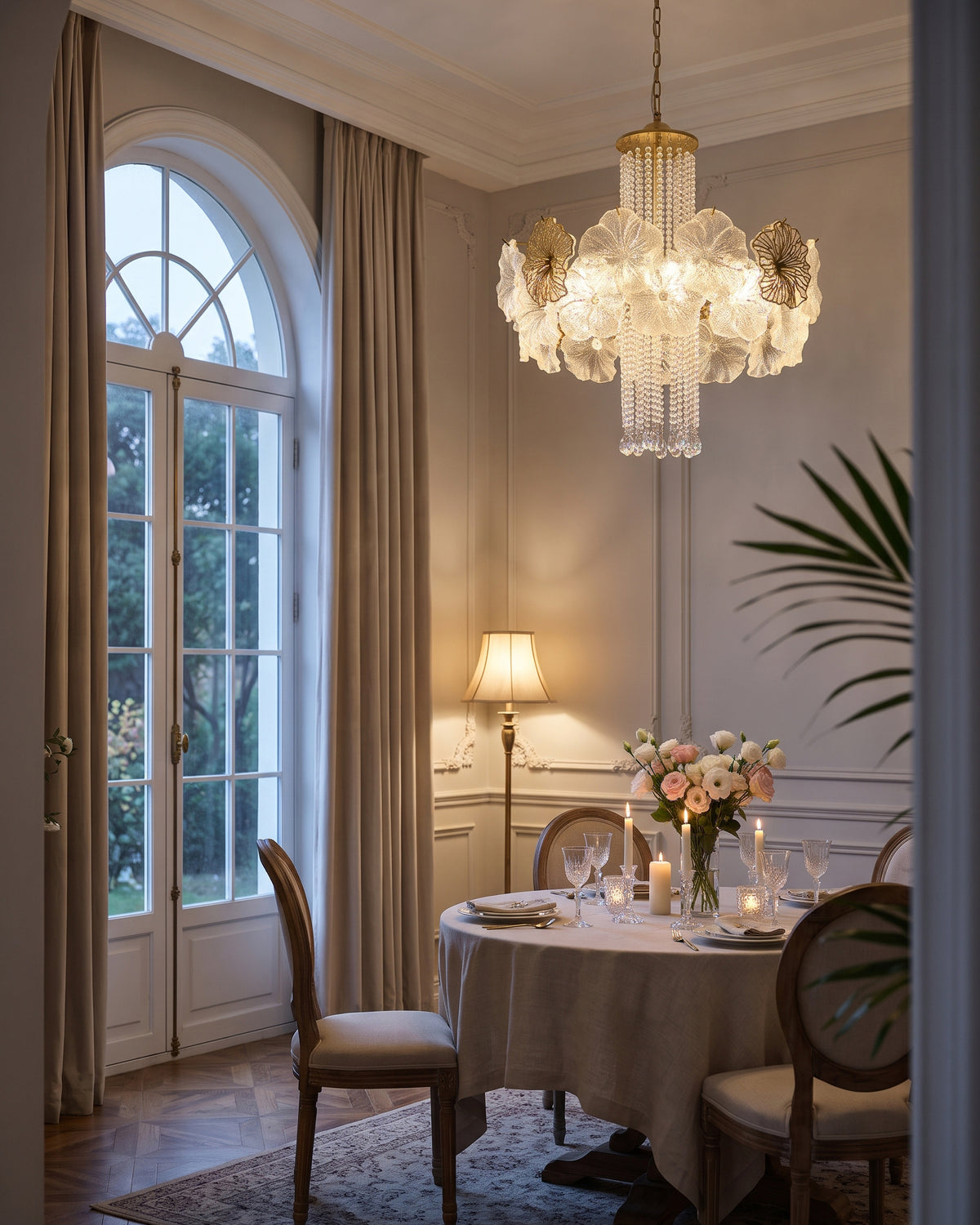 Adelaide Fluted Petal Chandelier crystal curtain detail