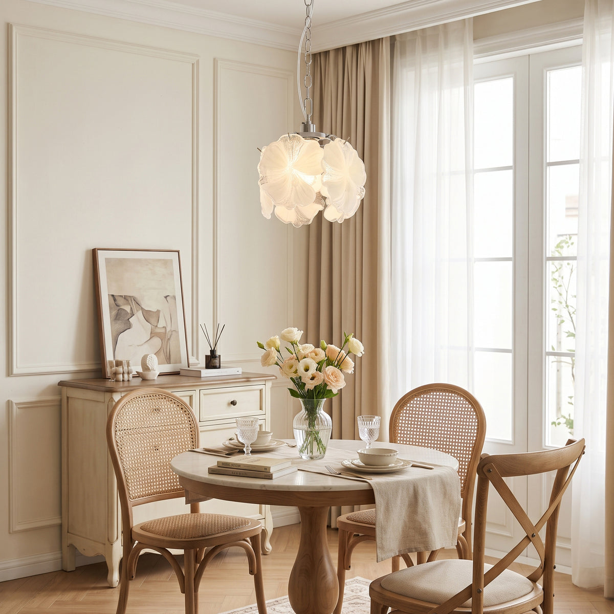 Sybilla Glass Petal Pendant Light in a room setting